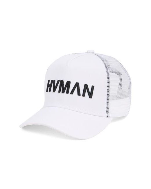 HVMAN White Mesh Trucker Cap for men