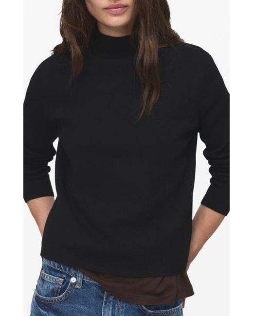 Mango Black Funnel Neck Sweater