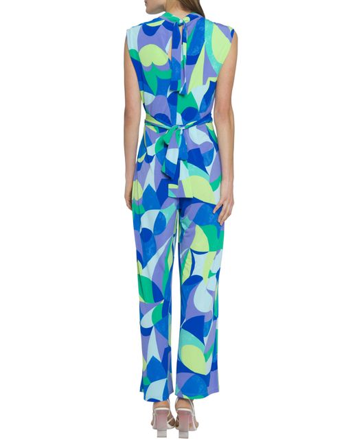 DONNA MORGAN FOR MAGGY Blue Straight Leg Jumpsuit