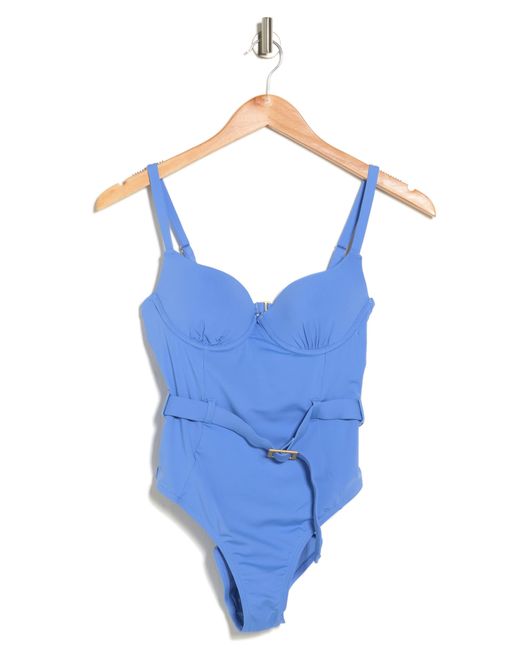 We Wore What Blue Danielle Belted One-piece Swimsuit