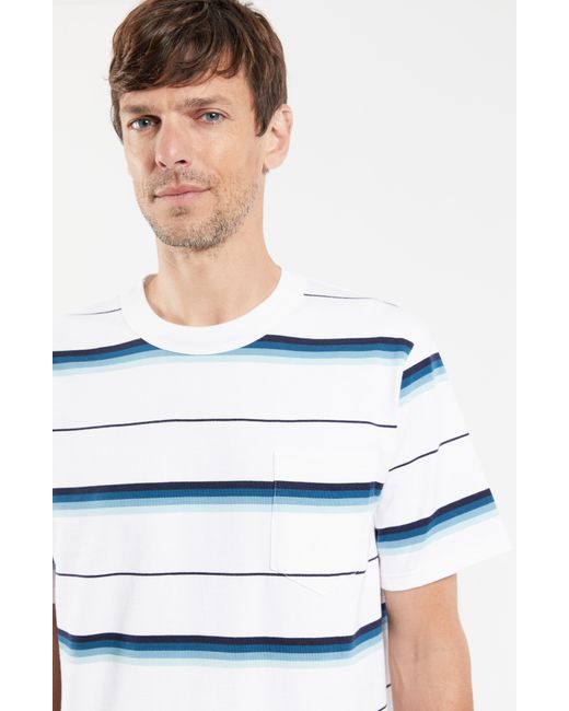 Armor Lux White Jacquard Stripe T-shirt for men