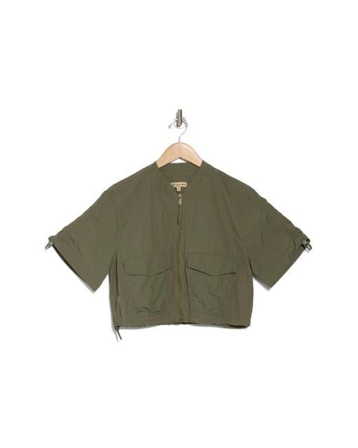Democracy Green Cinched Tie Short Sleeve Bomber Jacket