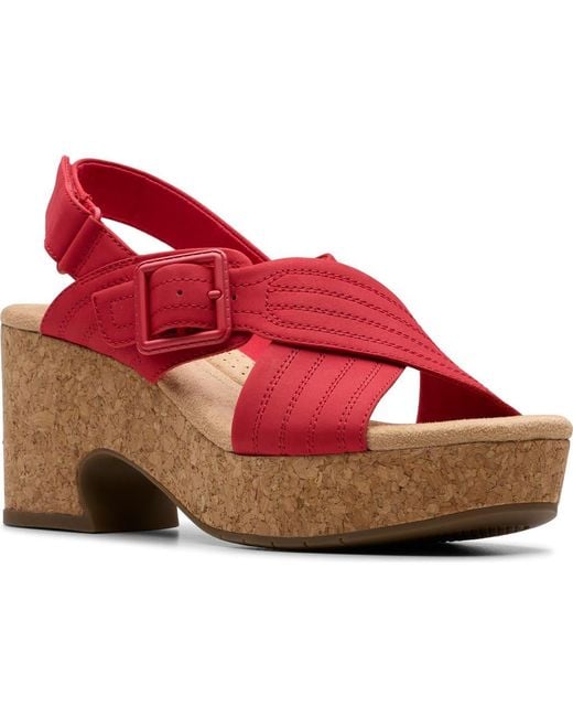 Clarks Red Nerisa Slingback Platform Sandal