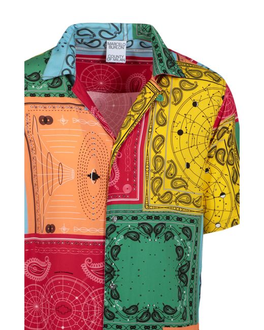 Marcelo Burlon Multicolor Bandana Hawaii Button-up Camp Shirt for men