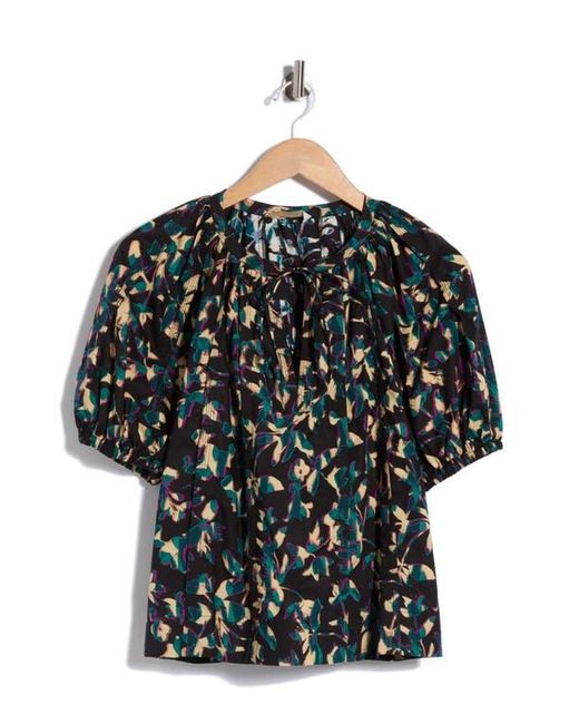 Ulla Johnson Blue Loli Split Neck Cotton Top