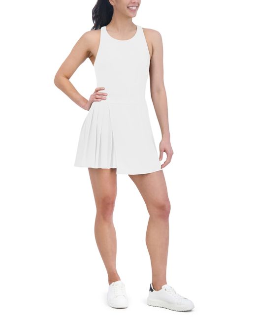 SAGE Collective White Victory Asymmetric Pleated Workout Dress