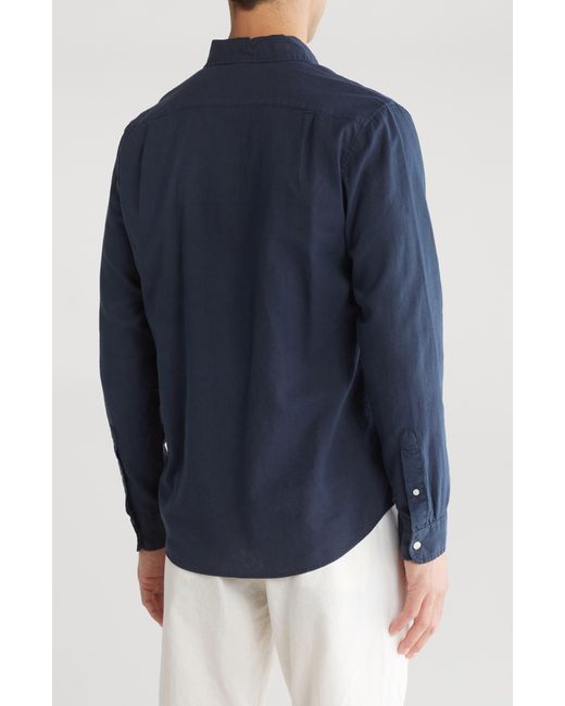 Tailor Vintage Blue Puretec Cooltm Linen & Cotton Button-up Shirt for men