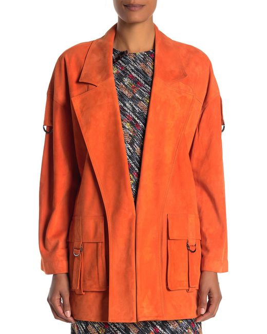 St John Silken Suede Slouchy Jacket In Orange Save 65 Lyst
