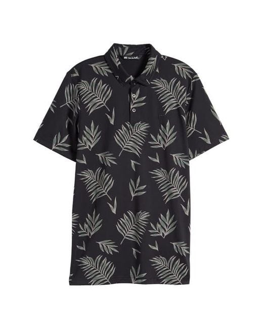 Travis Mathew Black Resort Town Leaf Print Golf Polo for men