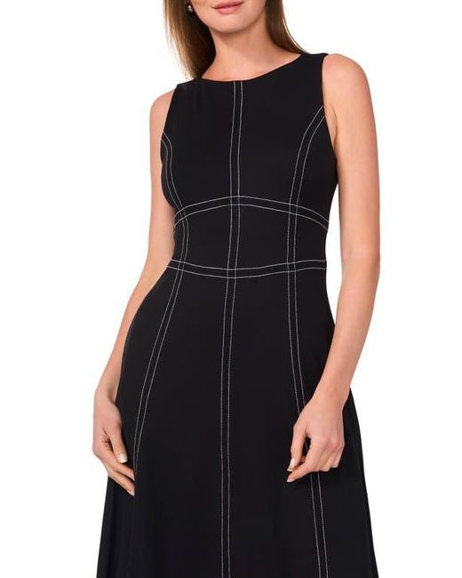 Halogen® Black Contrast Topstitch Sleeveless Midi Dress