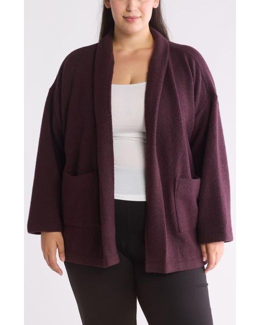 Eileen Fisher Wool Blend Boucle Open Front Coat in Purple Lyst
