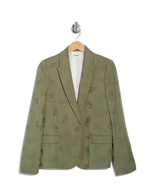 Zadig & Voltaire Victor Paisley Jacquard Blazer In Kaki At Nordstrom