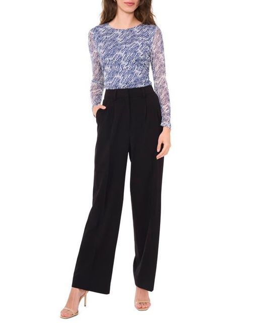 Halogen® Blue Ruched Mesh Top