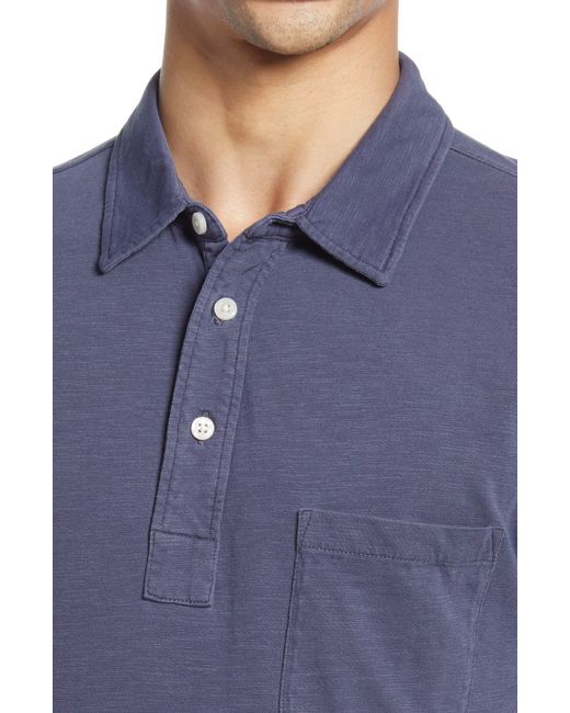 Faherty Brand Blue Sunwashed Organic Cotton Polo for men