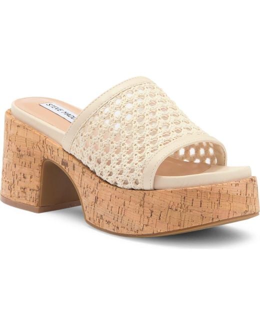 【Steve Madden】Corah ラテット プラットフォーム サンダル Steve Madden Corah Latticed Platform Sandal in Natural | Lyst