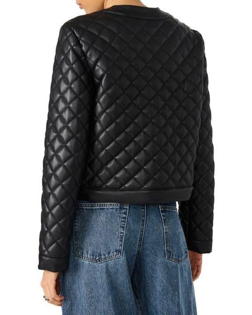 Steve Madden Black Quilted Faux Leather Jacket