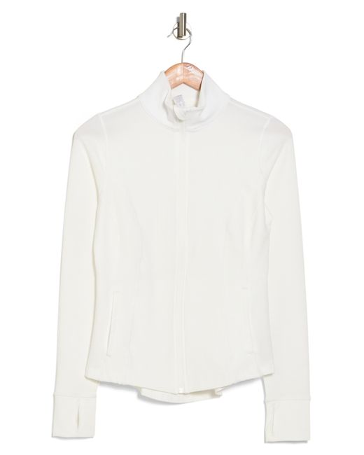 90 Degrees Interlink Thumbhole Zip Front Jacket in White | Lyst