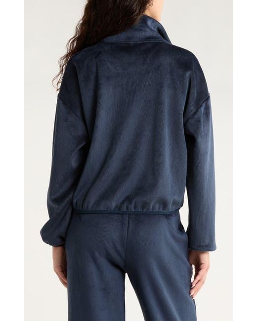 Zella Blue Plush Rib Jacket