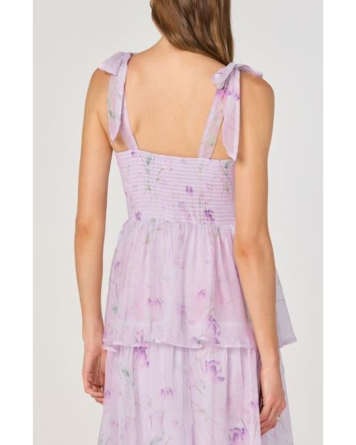 Astr Purple Tiered Tie Strap Sundress