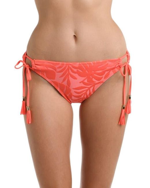 La Blanca Red Island Palm Adjustable Loop Hipster Bikini Bottoms