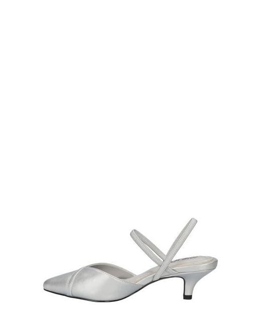 Easy Street White Slingback Kitten Heel Pumps