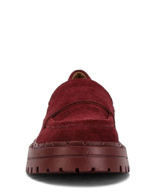 Rag & Co Red Honora Lug Sole Loafer