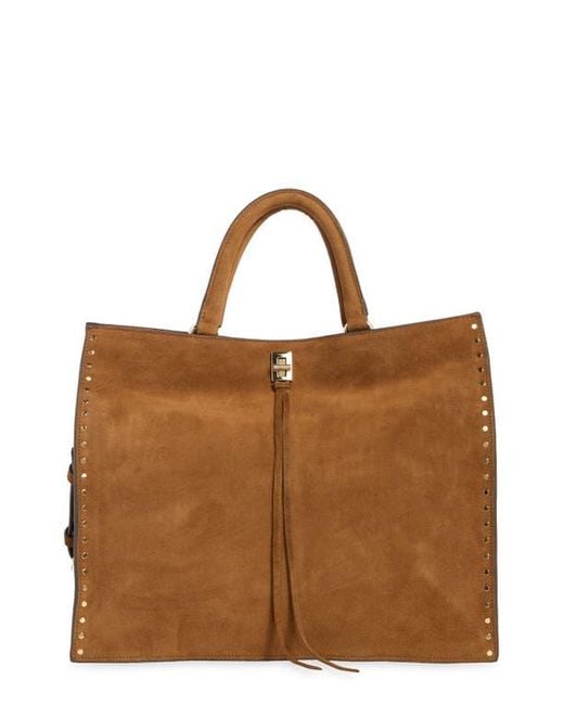 Rebecca Minkoff Brown Darren Stud Suede Tote Bag