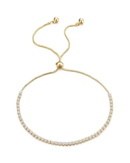 Adornia White Rhodium Plated Swarovski Crystal Accented Lariat Bracelet