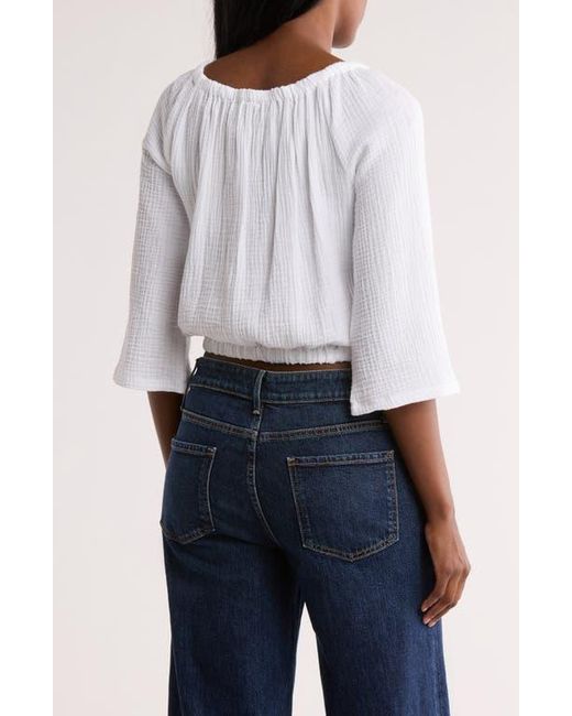 INDUSTRY REPUBLIC CLOTHING White Raglan Cotton Gauze Top