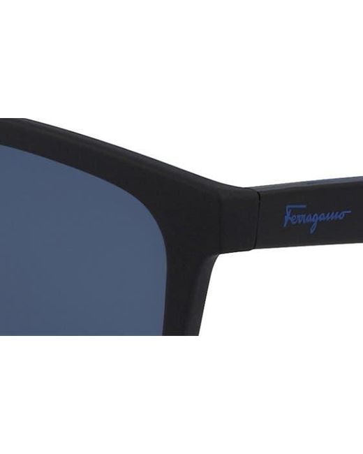 Ferragamo Blue 57mm Rectangular Sunglasses for men