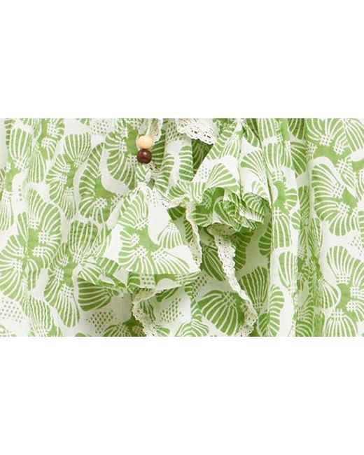 English Factory Green Ruffle Puff Sleeve Dress