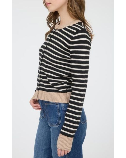 Blu Pepper Black Contrast Stripe Knit Cardigan