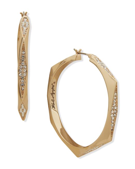 Karl Lagerfeld Metallic Crystal Geometric Hoop Earrings