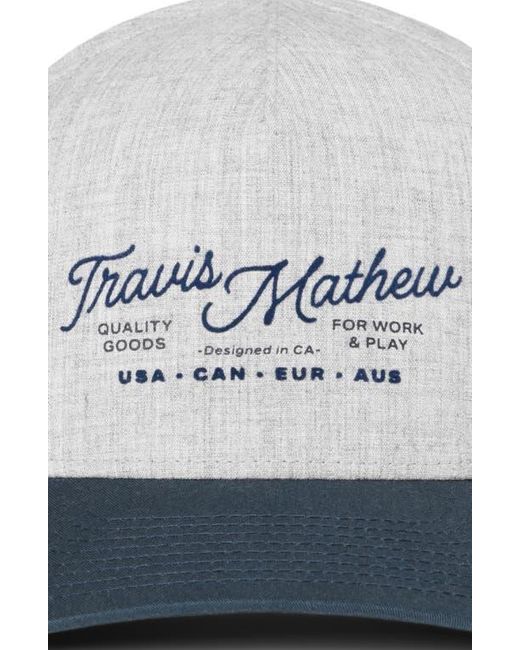 Travis Mathew White Perfect Plan Snapback Baseball Cap for men