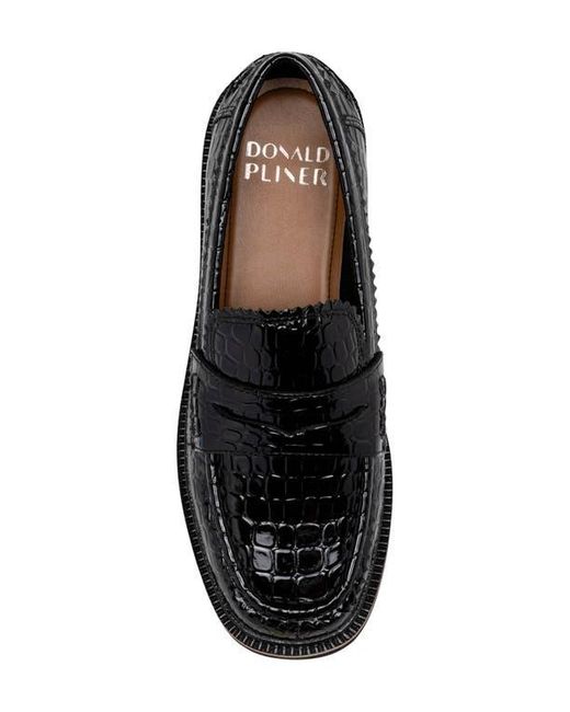 Donald J Pliner Croc Embossed Loafer in Black | Lyst display picture 1