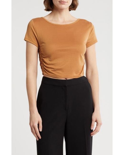 Love By Design Black Rashia Side Ruched Crop Top