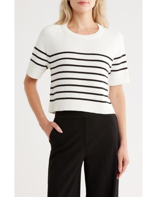 Vigoss White Nautical Stripe Short Sleeve Sweater
