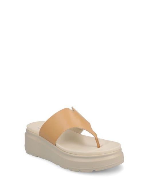 Journee Collection Natural Carah Platform Wedge Sandal