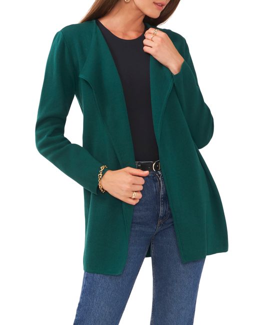 Vince Camuto Green Drape Front Combed Cotton Cardigan