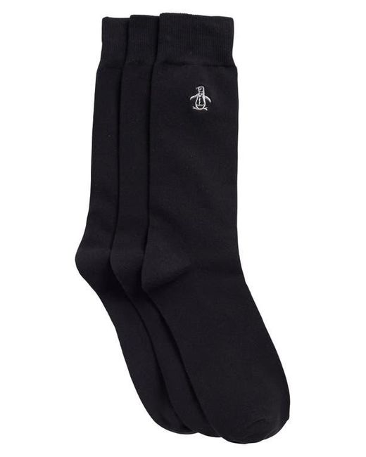 Original Penguin Black Solid Crew Socks for men