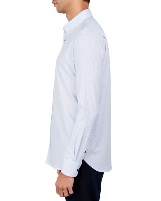 W.r.k. White Regular Fit Dot Print Performance Stretch Dress Shirt for men