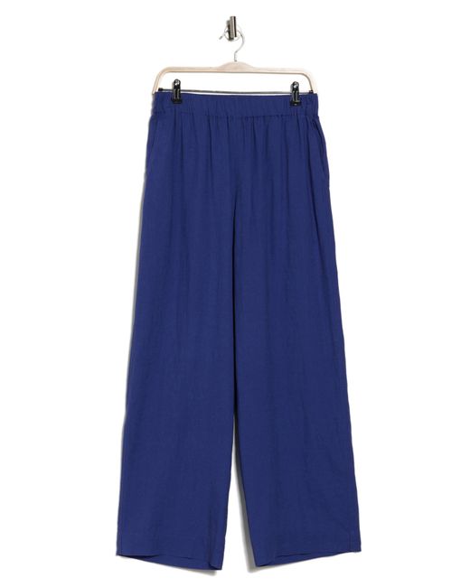 Madewell Blue High Waist Linen Blend Wide Leg Pants