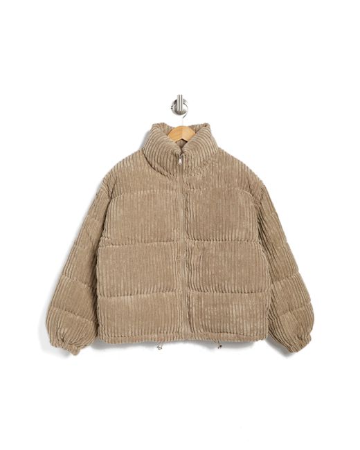 Vigoss Natural Cropped Corduroy Puffer Coat In Tan At Nordstrom Rack