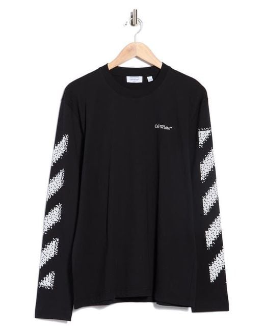Off-White c/o Virgil Abloh Black Pixel Diagonal Skate Long Sleeve T-Shirt for men