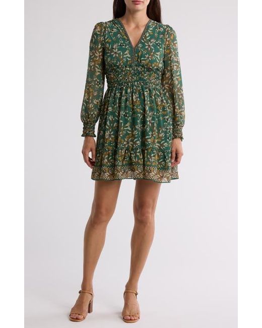 Max Studio Geometric Floral Print Smocked Waist Dress in Green | Lyst Max Studio Geometric Floral Print Smocked Waist Dress in Green | Lyst