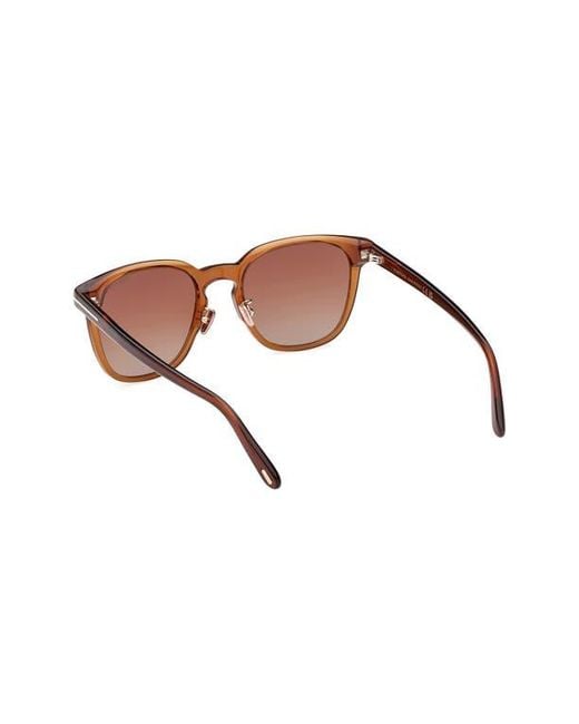 Tom Ford Brown 56Mm Gradient Round Sunglasses