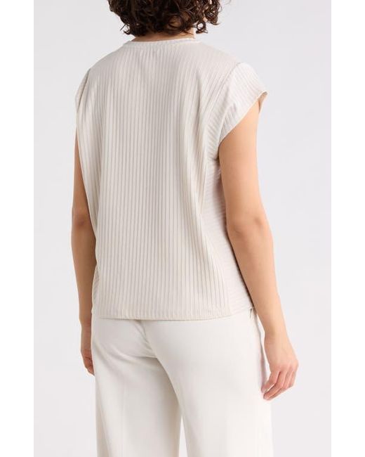 Eileen Fisher Natural Textured Stretch Rib Crewneck Top