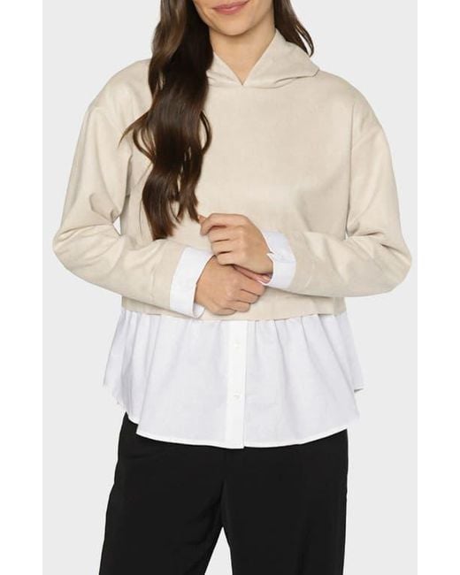 Matty M White Wentz Layered Hoodie Pullover