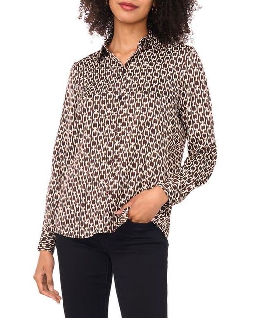Vince Camuto Red Satin Long Sleeve Button-Up Shirt