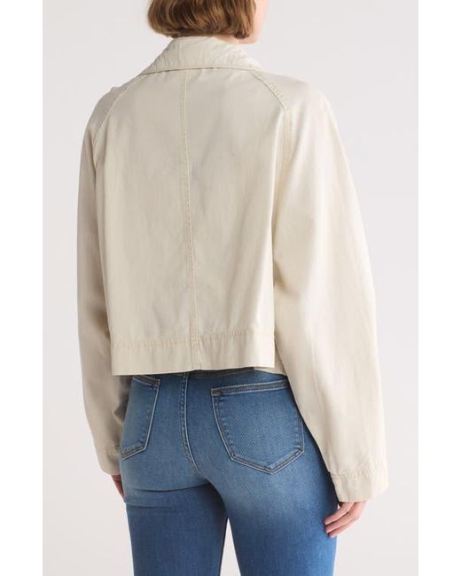 Vigoss Blue Cotton Cropped Cargo Jacket